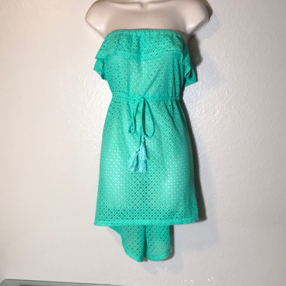 OP teal swim cover dress Small 3-5